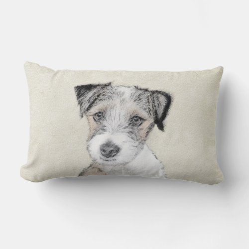 Russell Terrier Rough Painting _ Original Dog Art Lumbar Pillow