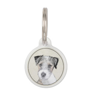 Russell Terrier Rough Painting - Original Dog Art Pet ID Tag