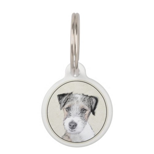 Russell Terrier Rough Painting _ Original Dog Art Pet ID Tag