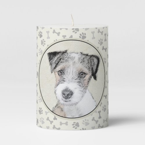 Russell Terrier Rough Painting _ Original Dog Art Pillar Candle