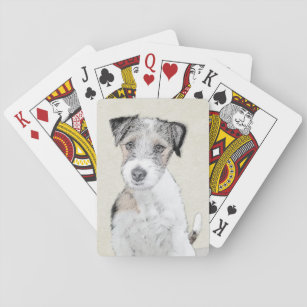 Russell Terrier Rough Painting - Original Dog Art Playing Cards