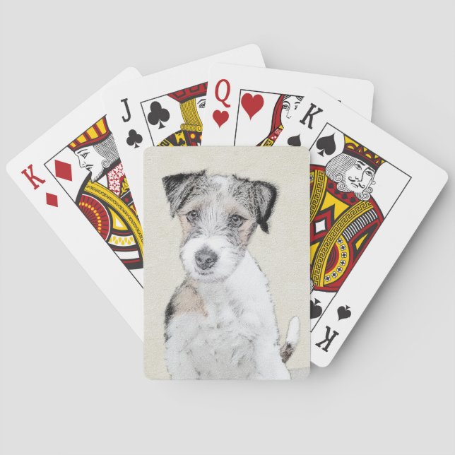 Russell Terrier Rough Painting - Original Dog Art Poker Cards (Back)