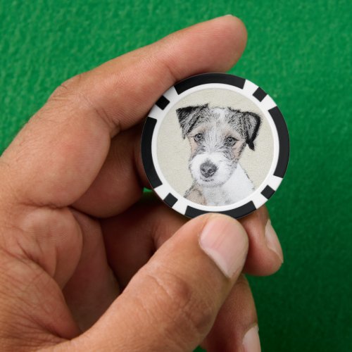 Russell Terrier Rough Painting _ Original Dog Art Poker Chips