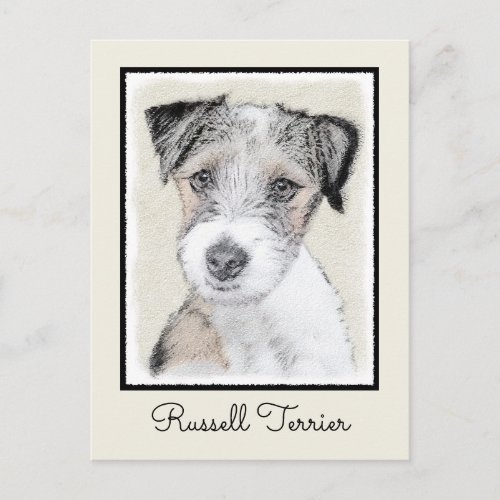 Russell Terrier Rough Painting _ Original Dog Art Postcard