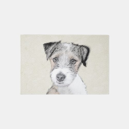 Russell Terrier Rough Painting _ Original Dog Art Rug