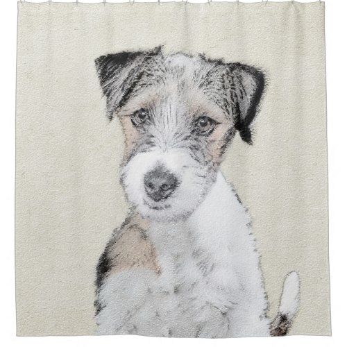 Russell Terrier Rough Painting _ Original Dog Art Shower Curtain