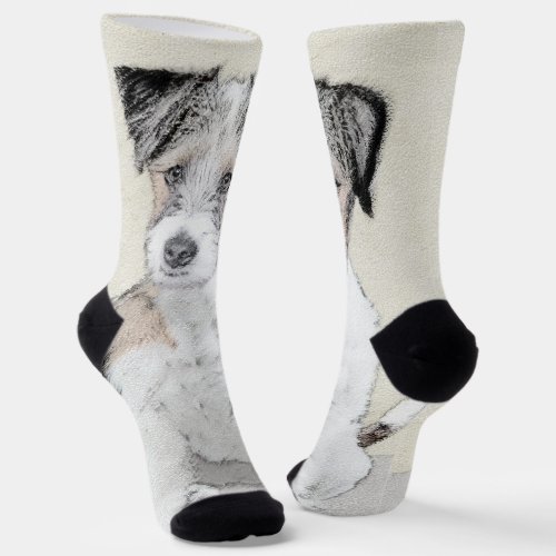 Russell Terrier Rough Painting _ Original Dog Art Socks