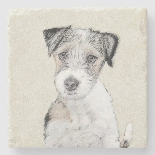 Russell Terrier Rough Painting _ Original Dog Art Stone Coaster