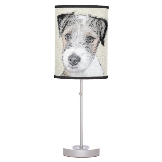 Russell Terrier Rough Painting - Original Dog Art Table Lamp (Front)