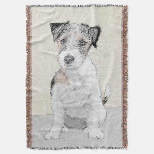 Russell Terrier Rough Painting _ Original Dog Art Throw Blanket