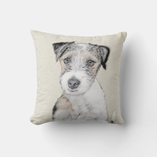 Russell Terrier Rough Painting _ Original Dog Art Throw Pillow