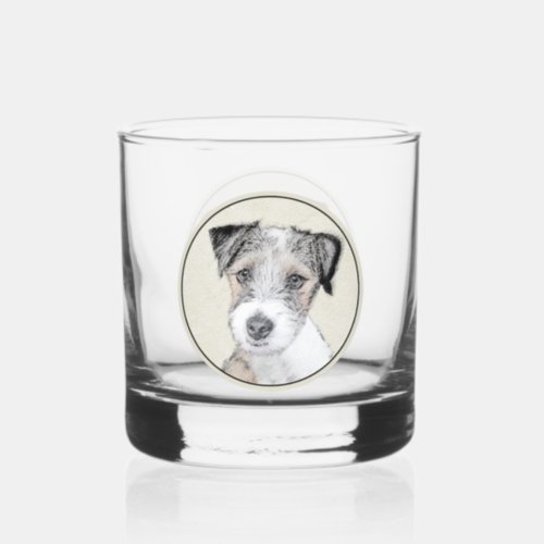 Russell Terrier Rough Painting _ Original Dog Art Whiskey Glass