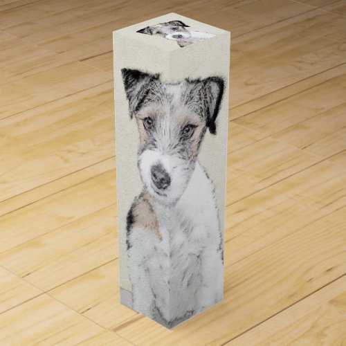 Russell Terrier Rough Painting _ Original Dog Art Wine Box