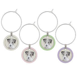 Russell Terrier Rough Painting - Original Dog Art Wine Charm
