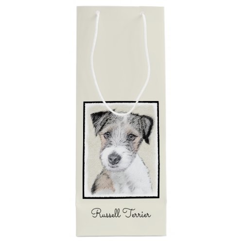 Russell Terrier Rough Painting _ Original Dog Art Wine Gift Bag