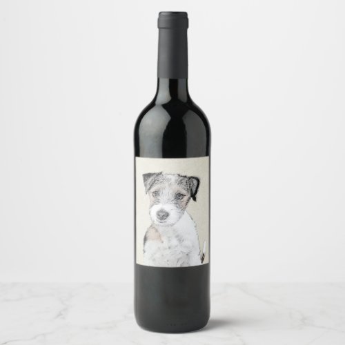 Russell Terrier Rough Painting _ Original Dog Art Wine Label