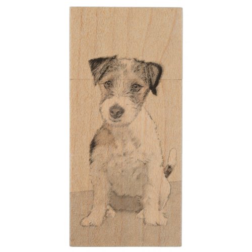 Russell Terrier Rough Painting _ Original Dog Art Wood Flash Drive