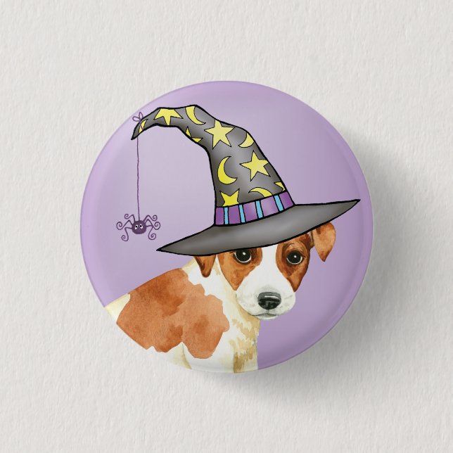 Russell Terrier Witch Pinback Button (Front)