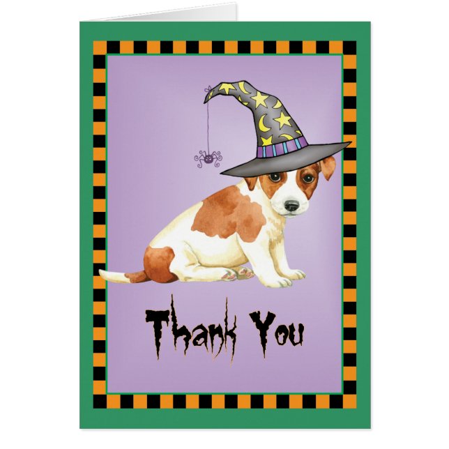 Russell Terrier Witch Thank You card (Front)