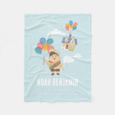 Russell Up Baby Blanket with Balloons Birth Stats