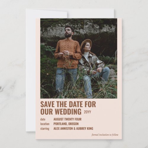 Russet  Almond Pink Hipster Movie Poster Photo Save The Date