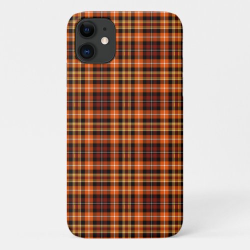 Russet Brown Orange and Yellow Plaid iPhone 11 Case