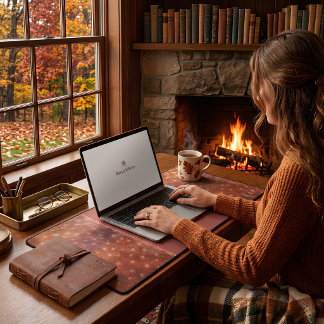 Russet Echoes Dappled Fawn & Embroidered Desk Mat