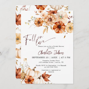 Russet Fall In Love Burgundy Pumpkin Bridal Shower Invitation