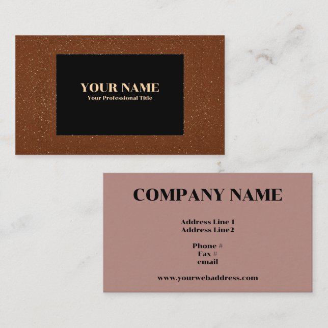 Russet Frame Black Center Gold Dust Flecks Business Card (Front/Back)
