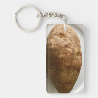 Russet Potato on White Plate Photograph Keychain