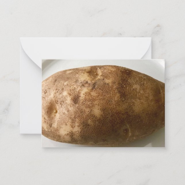 Russet Potato on White Plate Photograph Note Card (Front)