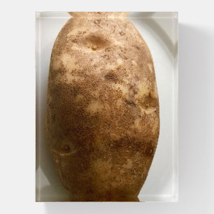 Russet Potato on White Plate Photograph Paperweight