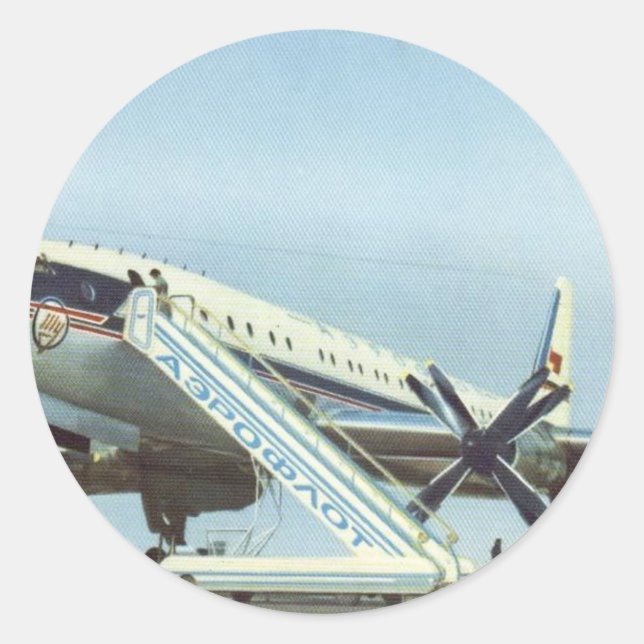 RUSSIA Aeroflot Tu 114 AIRLINER Classic Round Sticker (Front)