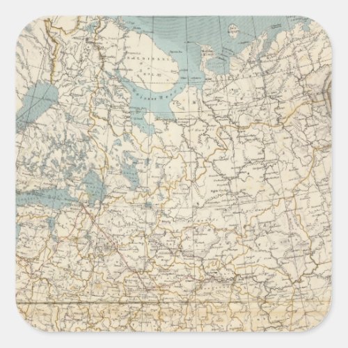 Russia and Poland Atlas Map Square Sticker