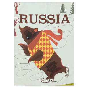 Russia bear vintage travel poster tablecloth