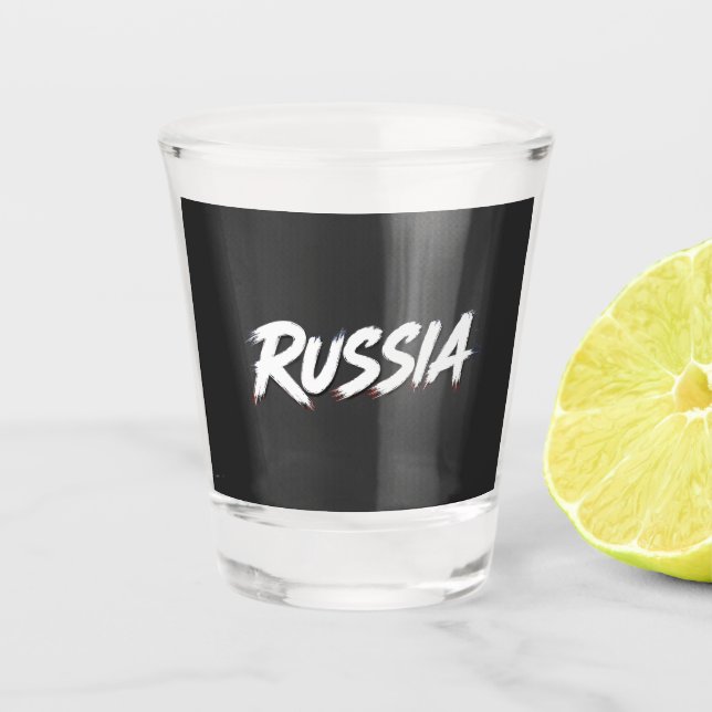 Russia Brush Flag Typography Design Shot Glass (Front)