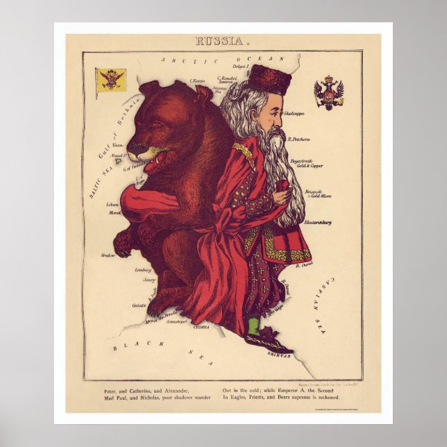 Russia Caricature Map 1868 Poster (Front)