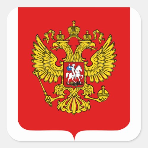 Russia Coat of Arms Square Sticker