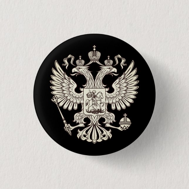 Russia coat of arms - white version button (Front)