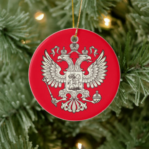 Russia coat of arms - white version ceramic ornament