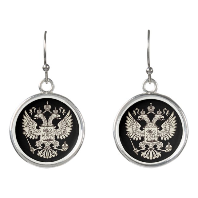 Russia coat of arms - white version earrings (Front)