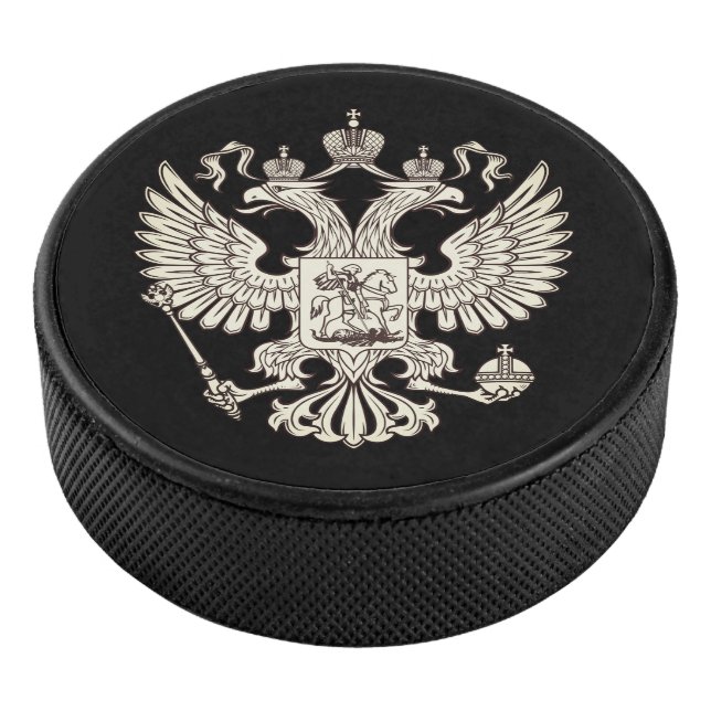 Russia coat of arms - white version hockey puck (3/4)