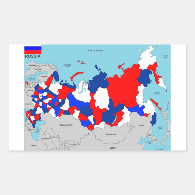 russia country political map flag rectangular sticker (Front)