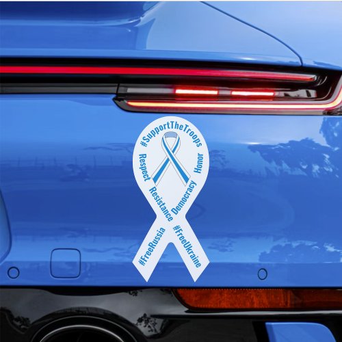 Russia Democratic English _ WhiteBlueWhite ribbon Car Magnet