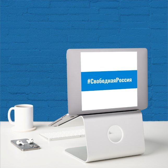 Russia Democratic Russian - White Blue White Flag Sticker (Russia Democratic Russian - White Blue White Flag Sticker by The Social Observatory Shop)