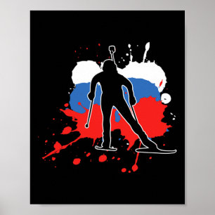 Russia Flag Biathlonist - Russian Biathlon Poster