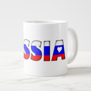 Russia Flag Colors Typography Pattern Hearts Giant Coffee Mug