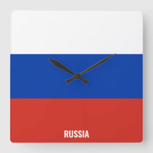 Russia Flag Dazzling Patriotic Square Wall Clock