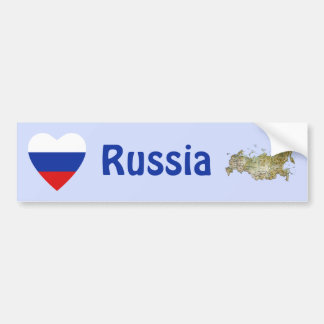 Russia Flag Heart + Map Bumper Sticker