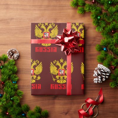 Russia Flag Imperial Eagle Russian Orthodox Wrapping Paper